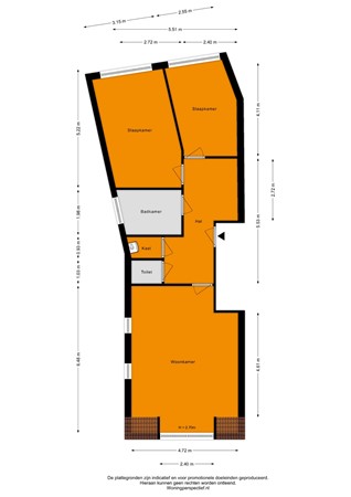 Floorplan - Dorpsstraat 114B, 4711 EL St. Willebrord